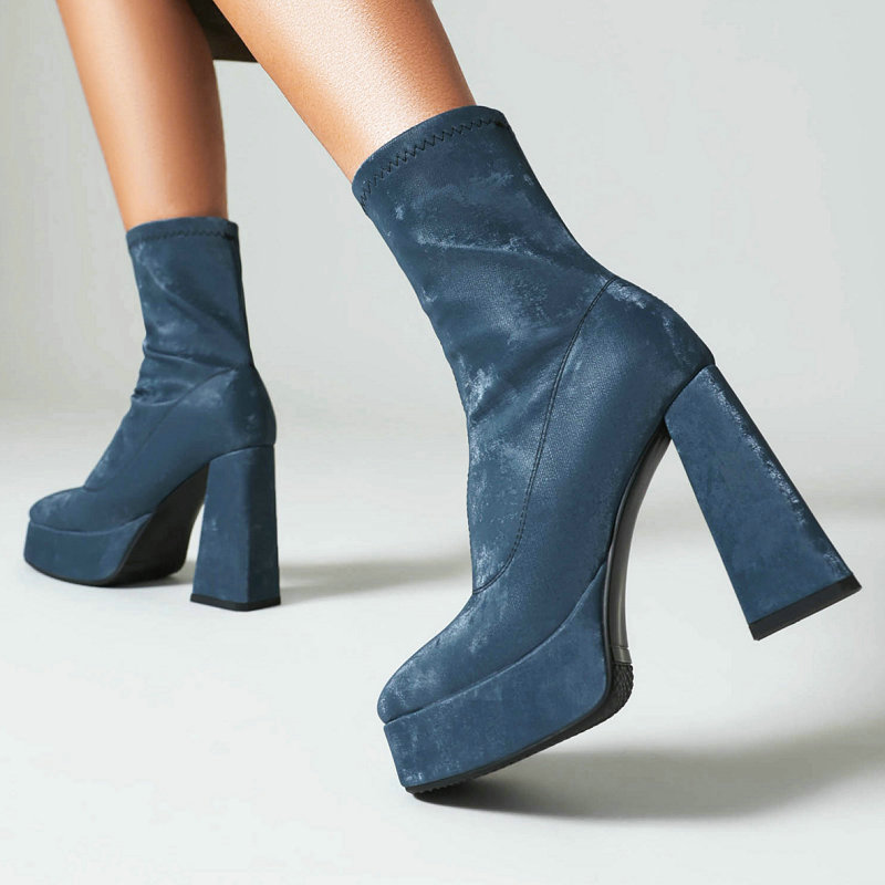 Women'S Fashion Socks - Trend Koyu Mavi Kahverengi Olgun Kadınlar