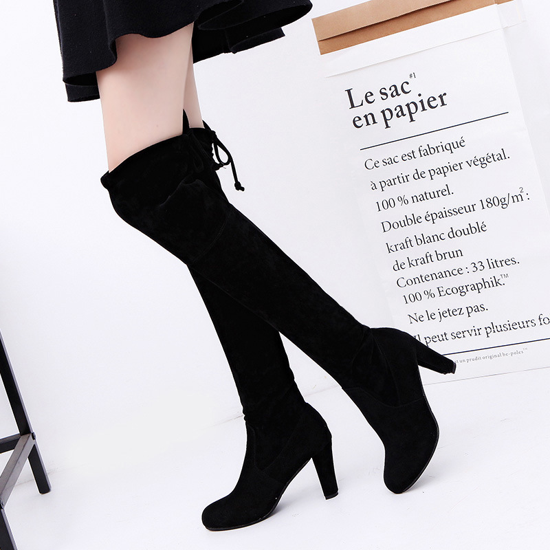 Women'S Fashion Socks - Kadın Botları Diz Üstü Streç Kumaş