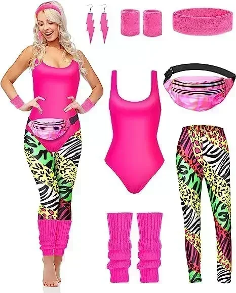 Women'S Fashion From The 80S - 7 Adet 80'ler Fantezi Egzersiz Kostüm