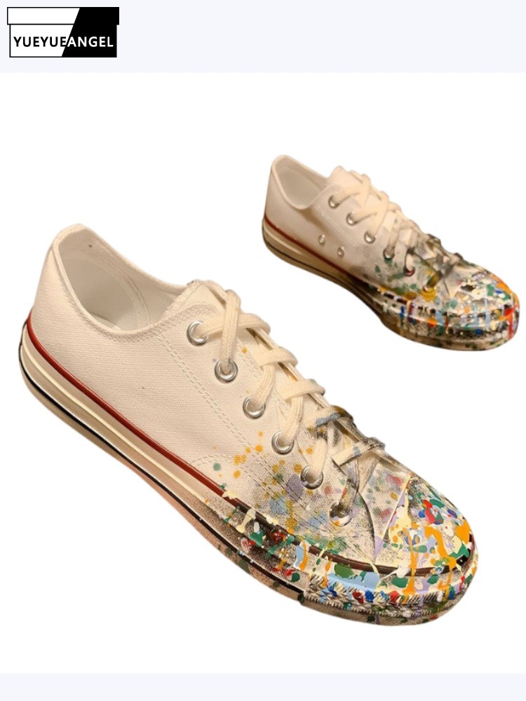 Women'S Fashion Footwear - Bayan Bahar Yeni Bağcıklı Boyalı Düşük
