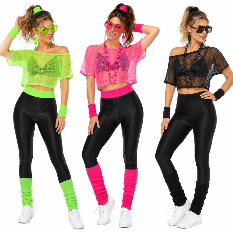 Women'S Fashion From The 80S - 80'ler Hippi Disko Kıyafet Seti Neon