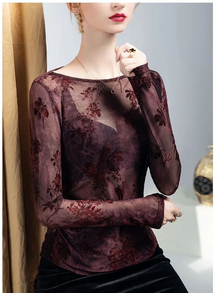 Women'S Fashion Trends Fall 2025 - Kadın Yuvarlak Yaka Baskılı Üst, 2025