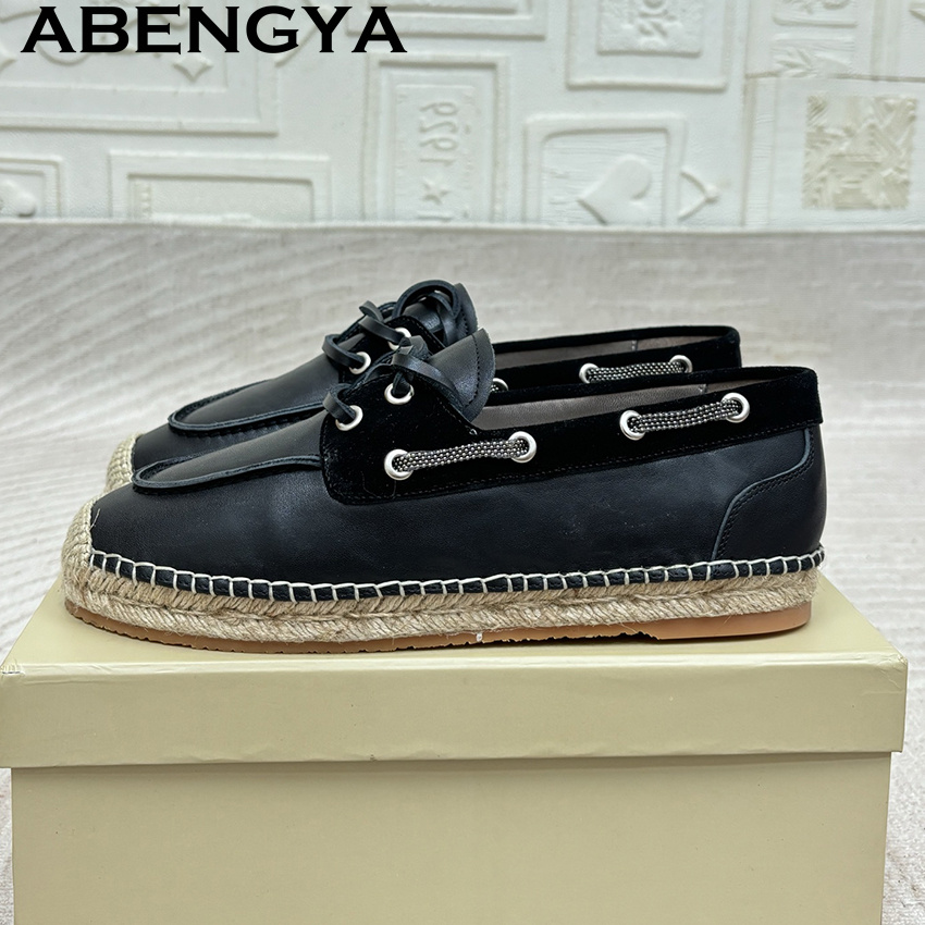 Hakiki Deri Yuvarlak Burun Bağ - Women'S Fashion Loafers incelemesi ve fiyatı